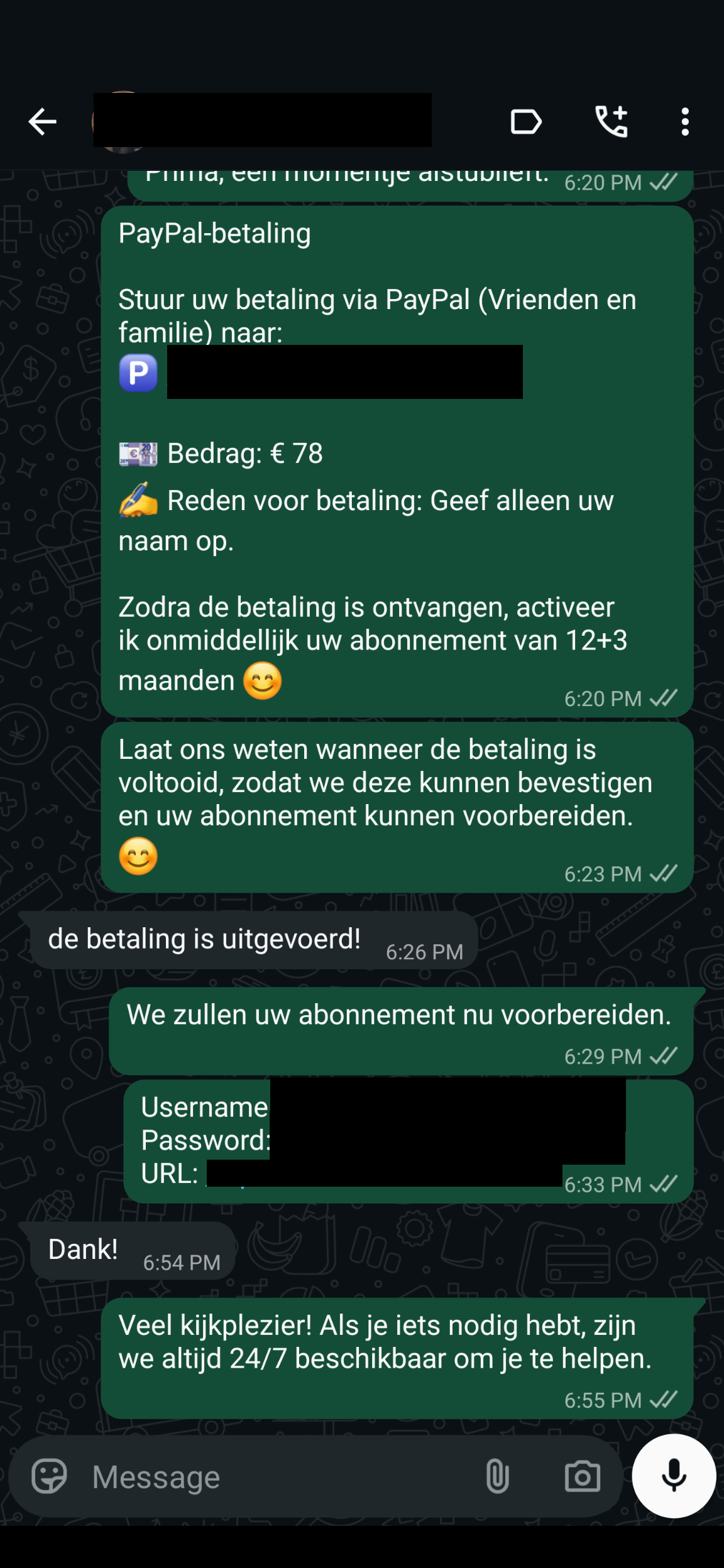 WhatsApp review van een tevreden IPTV Proefabonnement klant #2