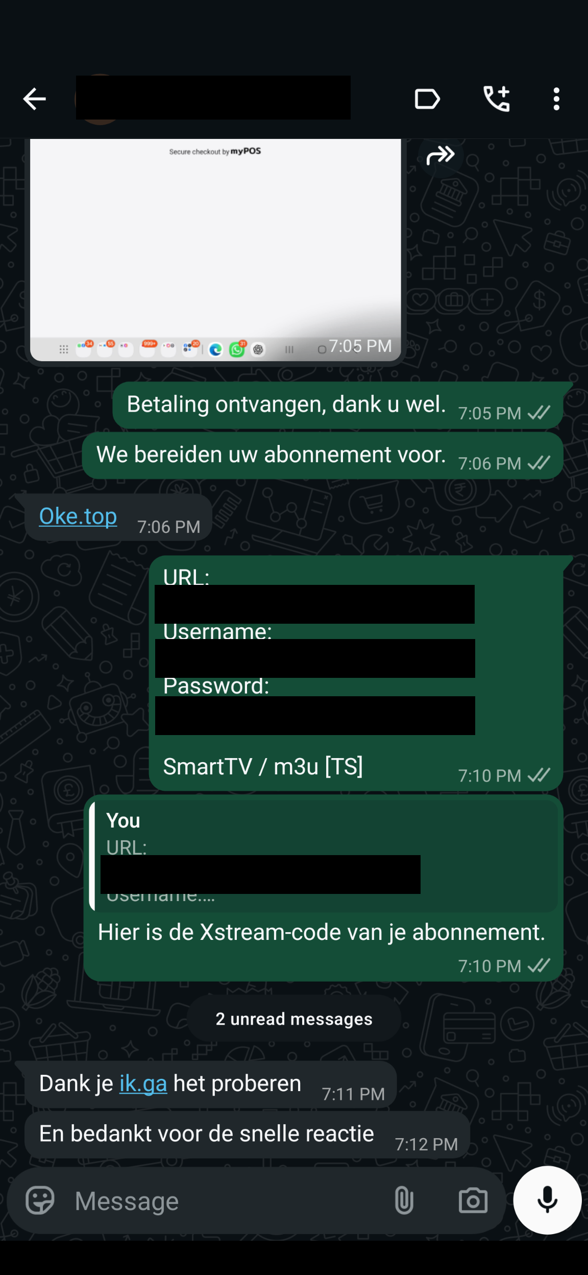 WhatsApp review van een tevreden IPTV Proefabonnement klant #3